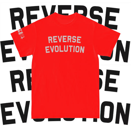 Distort - Reverse Evolution Shirt (Grey on Red)