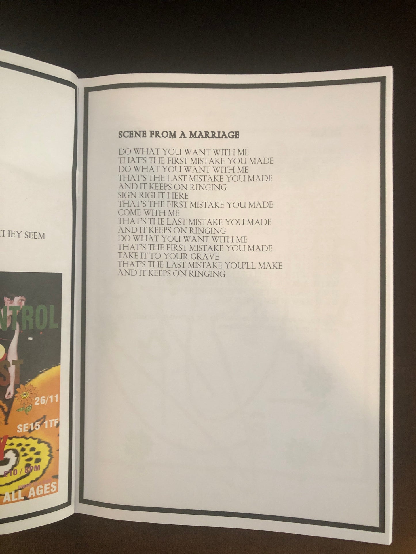 TOTAL CONTROL - LYRIC BOOK