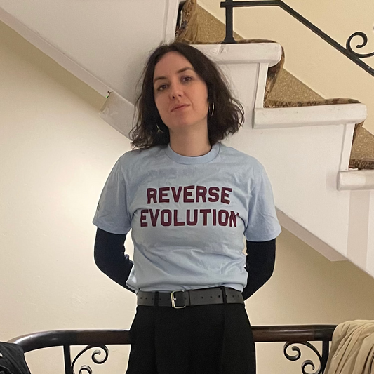 Distort - Reverse Evolution Shirt (claret on blue)